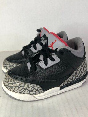 Nike Air Jordan 3 Retro Black Red Cement Gray Toddler Size 7C 832033-021 No Box